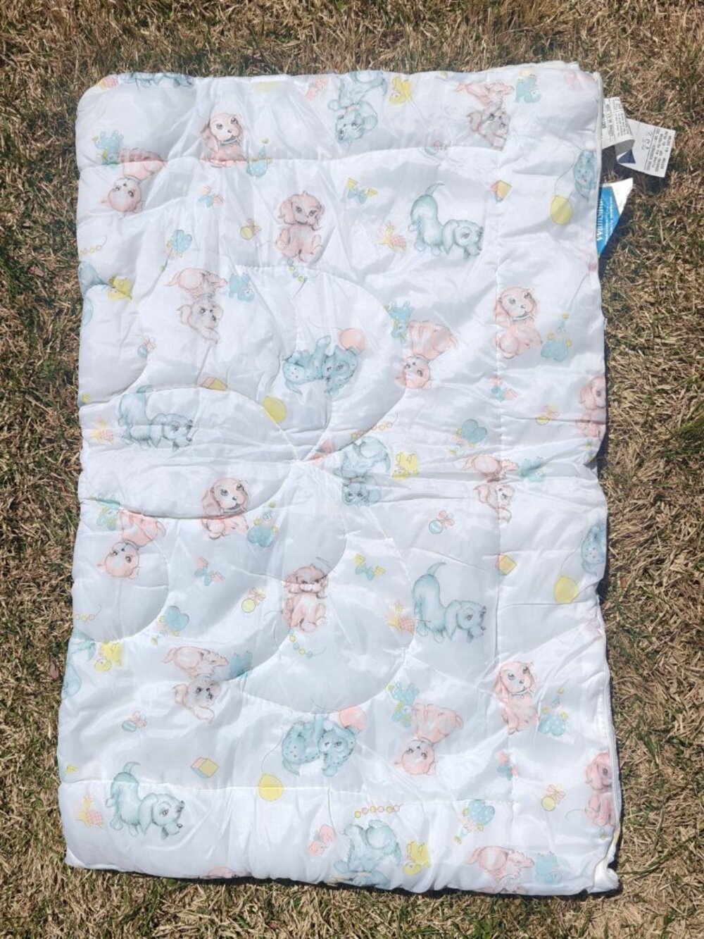 Vintage Wamsutta Convertible Baby Comforter Nylon Puppy Print Barclay-Freitag - Picture 3 of 9